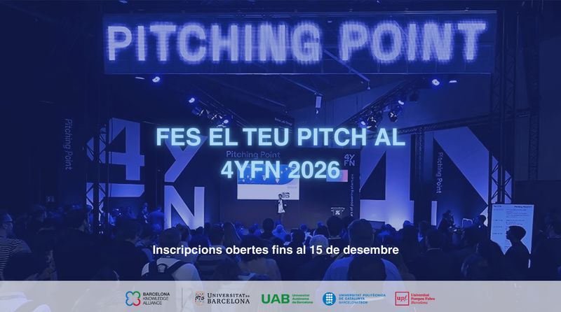 Participa a les Pitching Sessions de la Barcelona Knowledge Alliance al 4YFN 2026