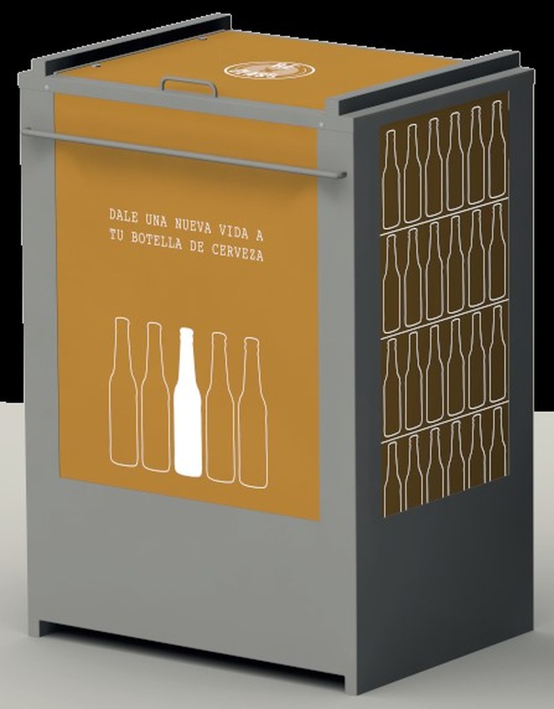 Stackable container for selective collection of glass bottles. MKT2019/0171_ E