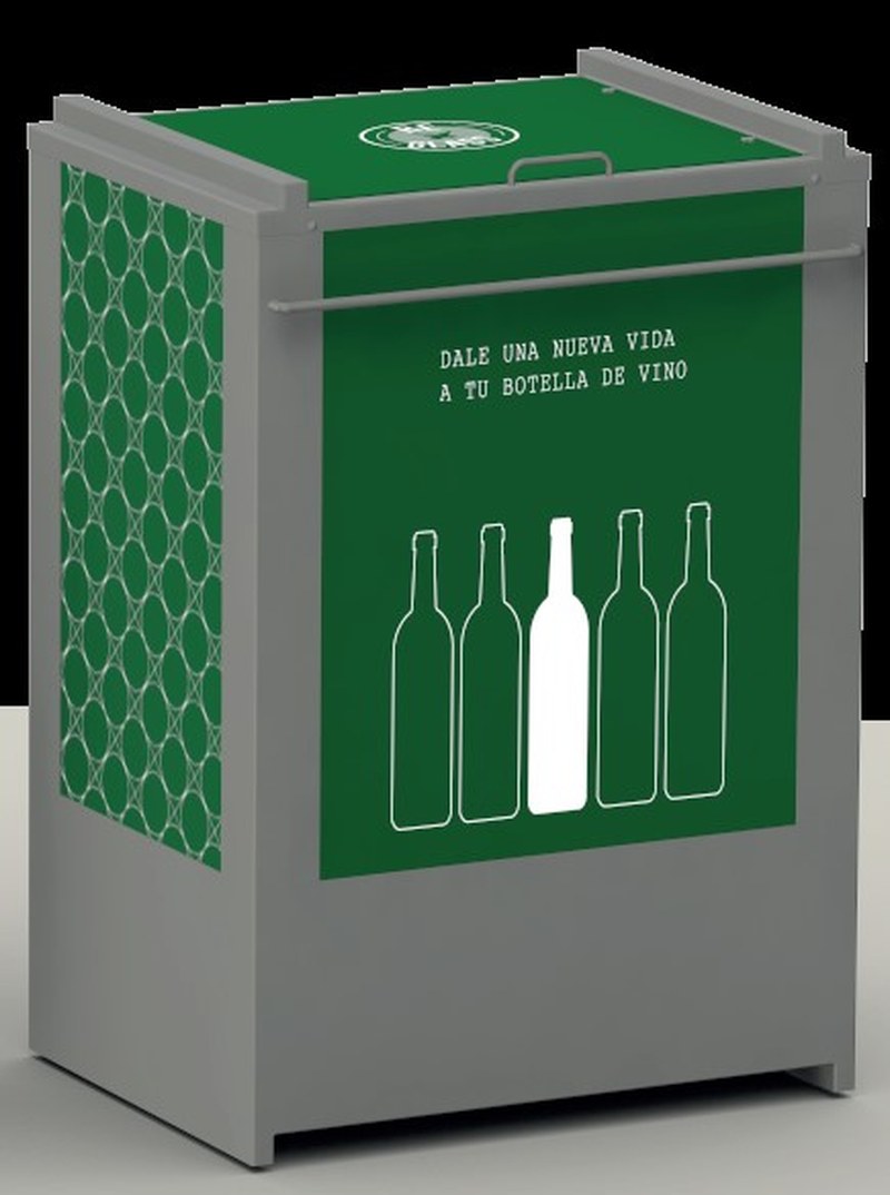 Stackable container for selective collection of glass bottles. MKT2019/0171_ E