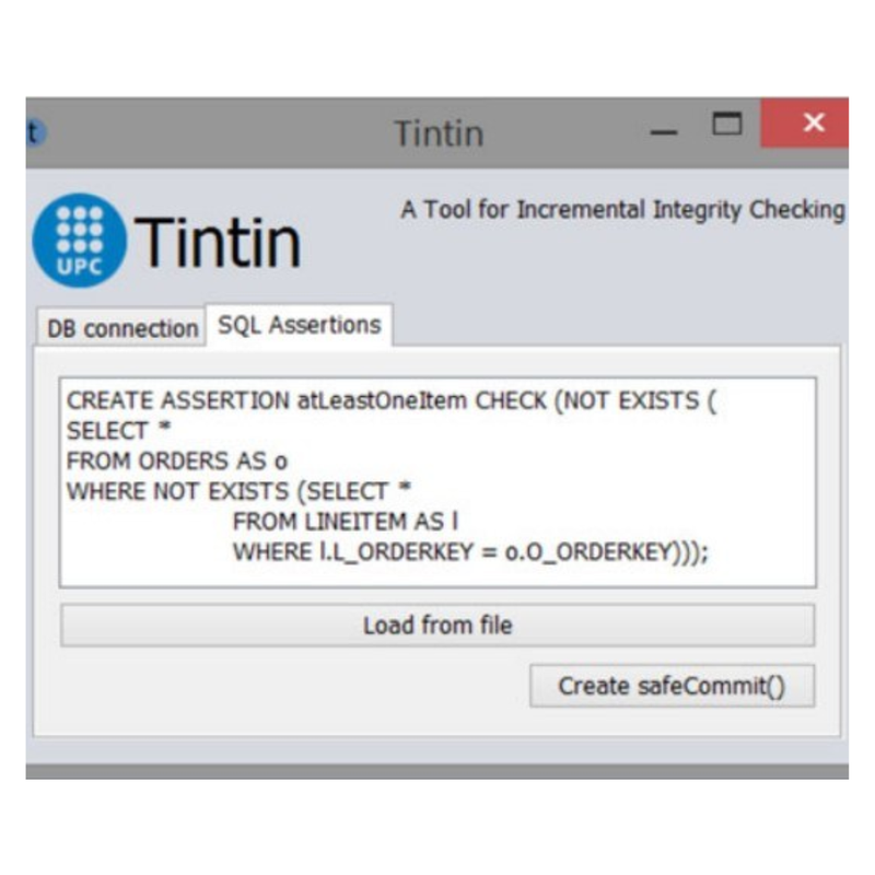 TINTIN: A Tool for INcremental INTegrity checking. MKT2021/0187_I